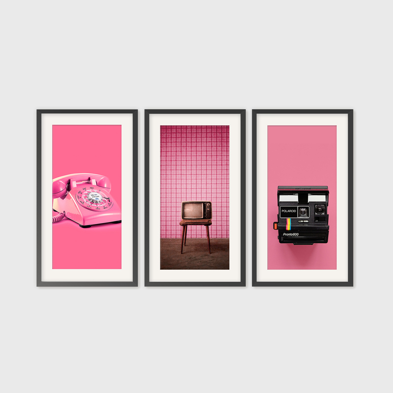 Retro Pink Futurism 3 Photo Set - Sage and Rose Prints