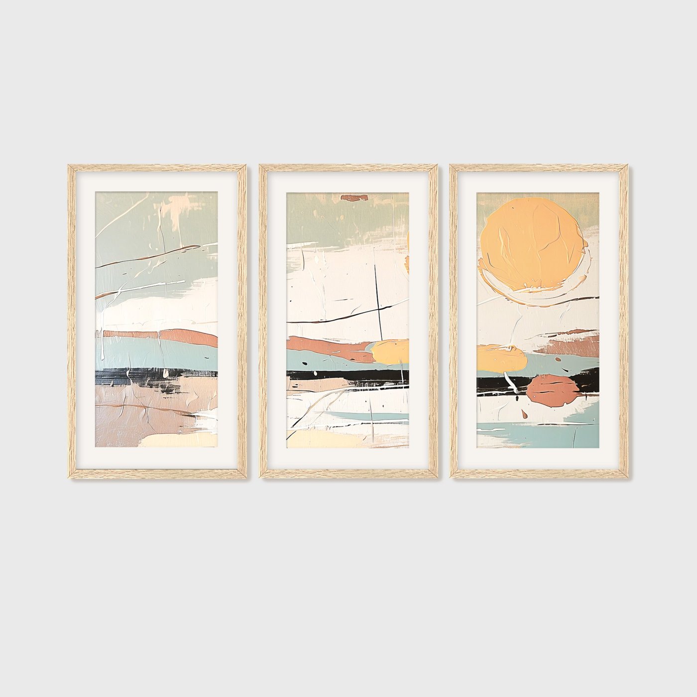 Mid Century Modern Art Triptych 04-3x - Sage and Rose Prints