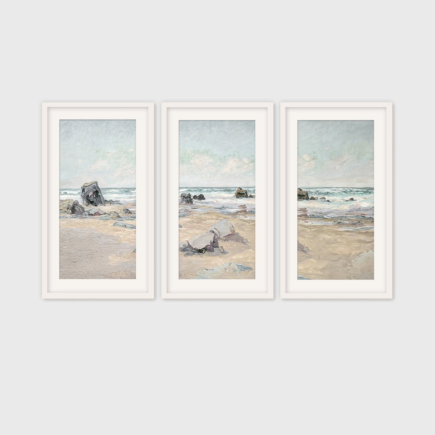 Coastal Wall Art -11-3x is a Coastal Painting of peaceful beach ideal for beach cottage and AirBnB interior decor sold by Sage and Rose Prints