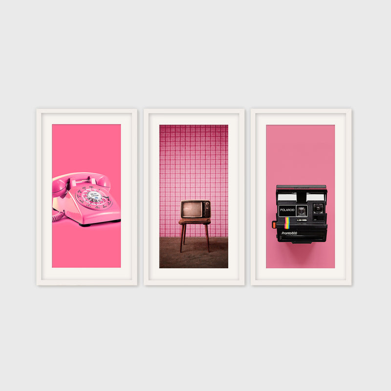 Retro Pink Futurism 3 Photo Set - Sage and Rose Prints