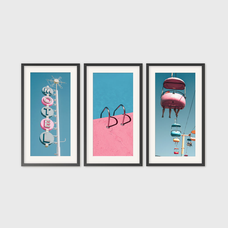 Retro Blue and Pink Motel 3 Photo Set - Sage and Rose Prints