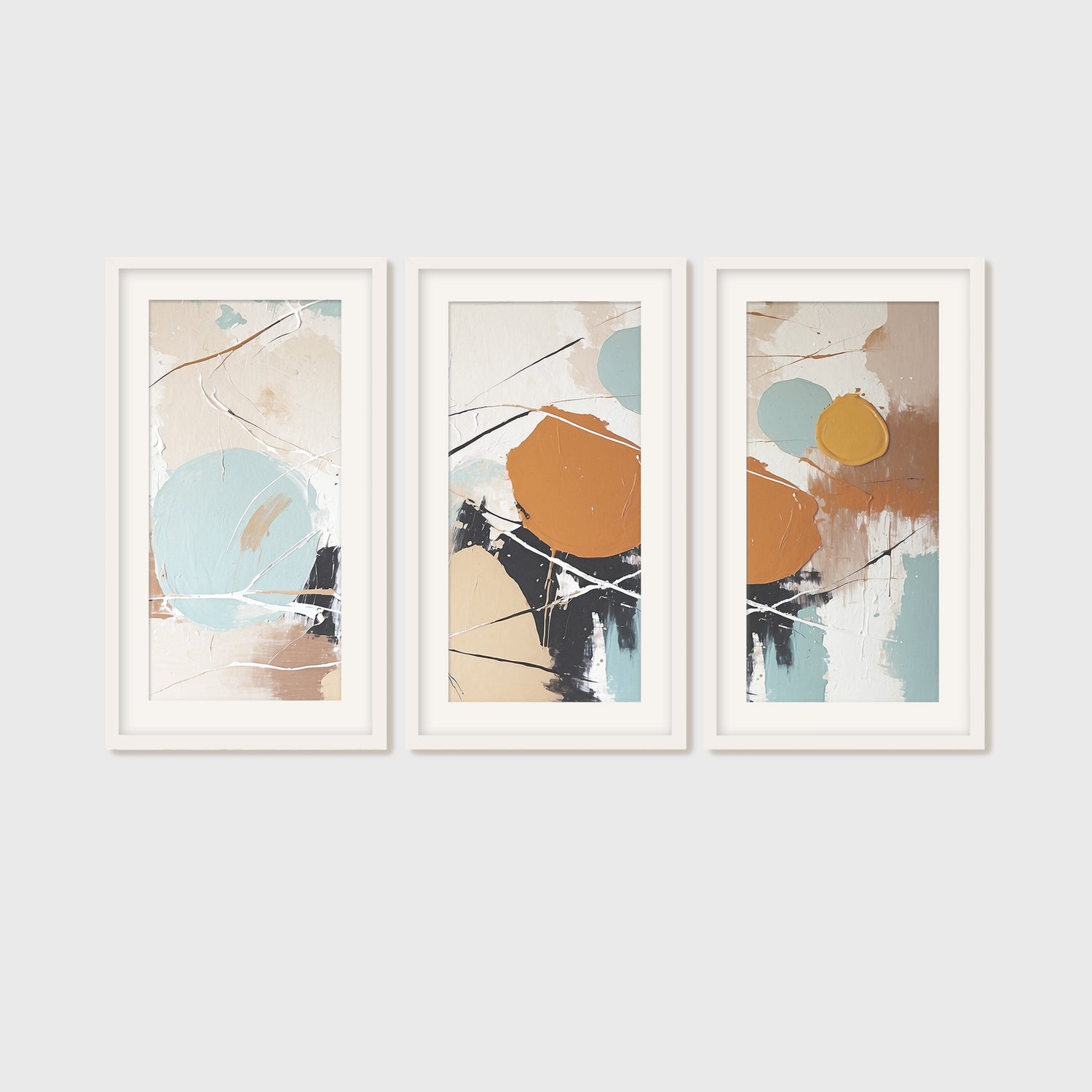 Mid Century Modern Art Triptych 02-3x - Sage and Rose Prints