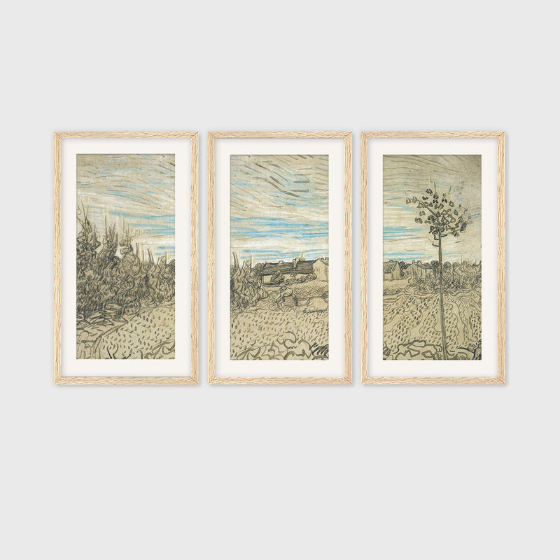 3 Piece Wheat Field Painted by Van Gough - Sage and Rose Prints