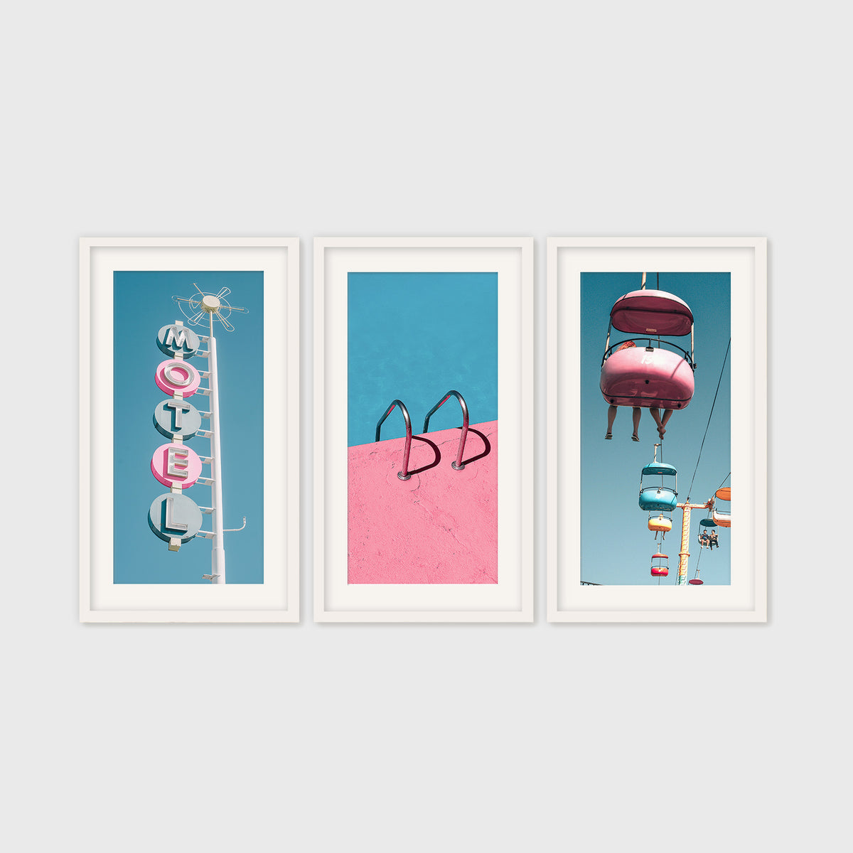 Retro Blue and Pink Motel 3 Photo Set - Sage and Rose Prints