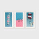 Retro Blue and Pink Motel 3 Photo Set - Sage and Rose Prints