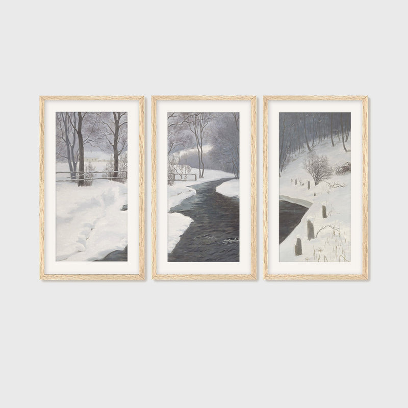 Winter Forest Landscape Triptych - Sage and Rose Prints