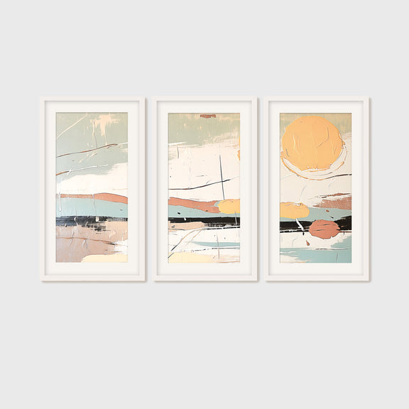 Mid-Century Package - Living Room Art B 3x.04 - Sage and Rose Prints