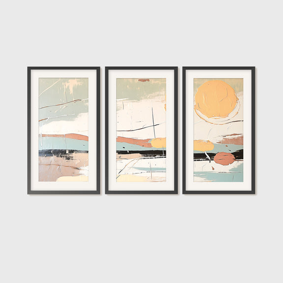 Mid Century Modern Art Triptych 04-3x - Sage and Rose Prints