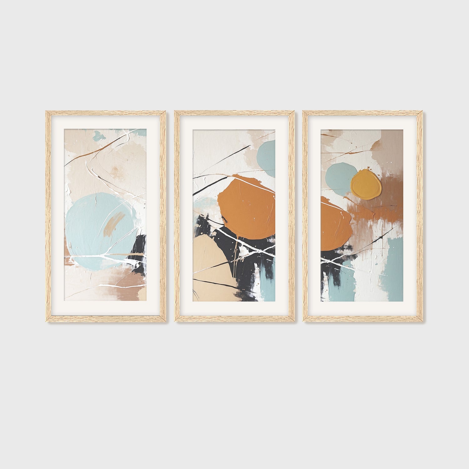 Mid Century Modern Art Triptych 02-3x - Sage and Rose Prints