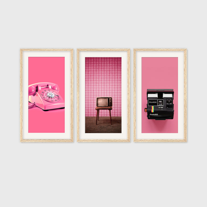 Retro Pink Futurism 3 Photo Set - Sage and Rose Prints