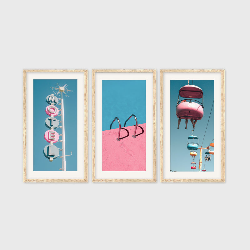 Retro Blue and Pink Motel 3 Photo Set - Sage and Rose Prints