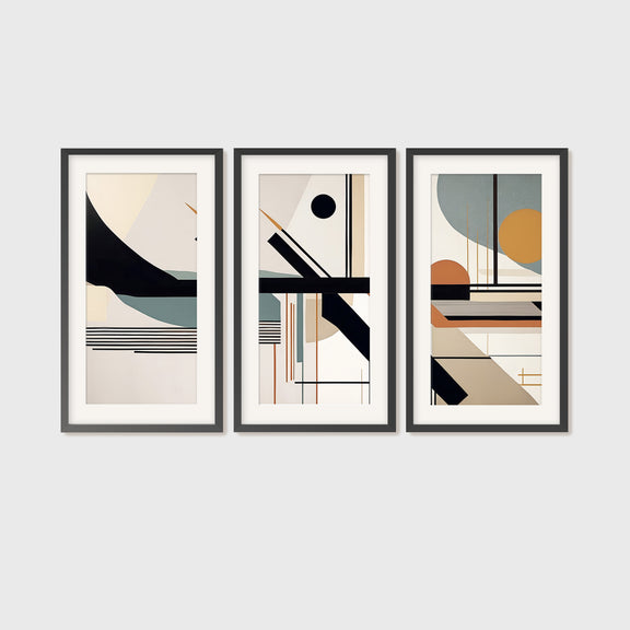 Mid Century Modern Art Triptych 07-3x - Sage and Rose Prints