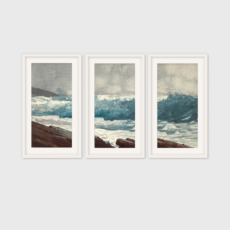 Ocean Watercolor in Teal Triptych - Sage and Rose Prints