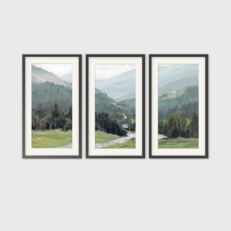 Rocky Mountain Oil Painting Triptych - Sage and Rose Prints