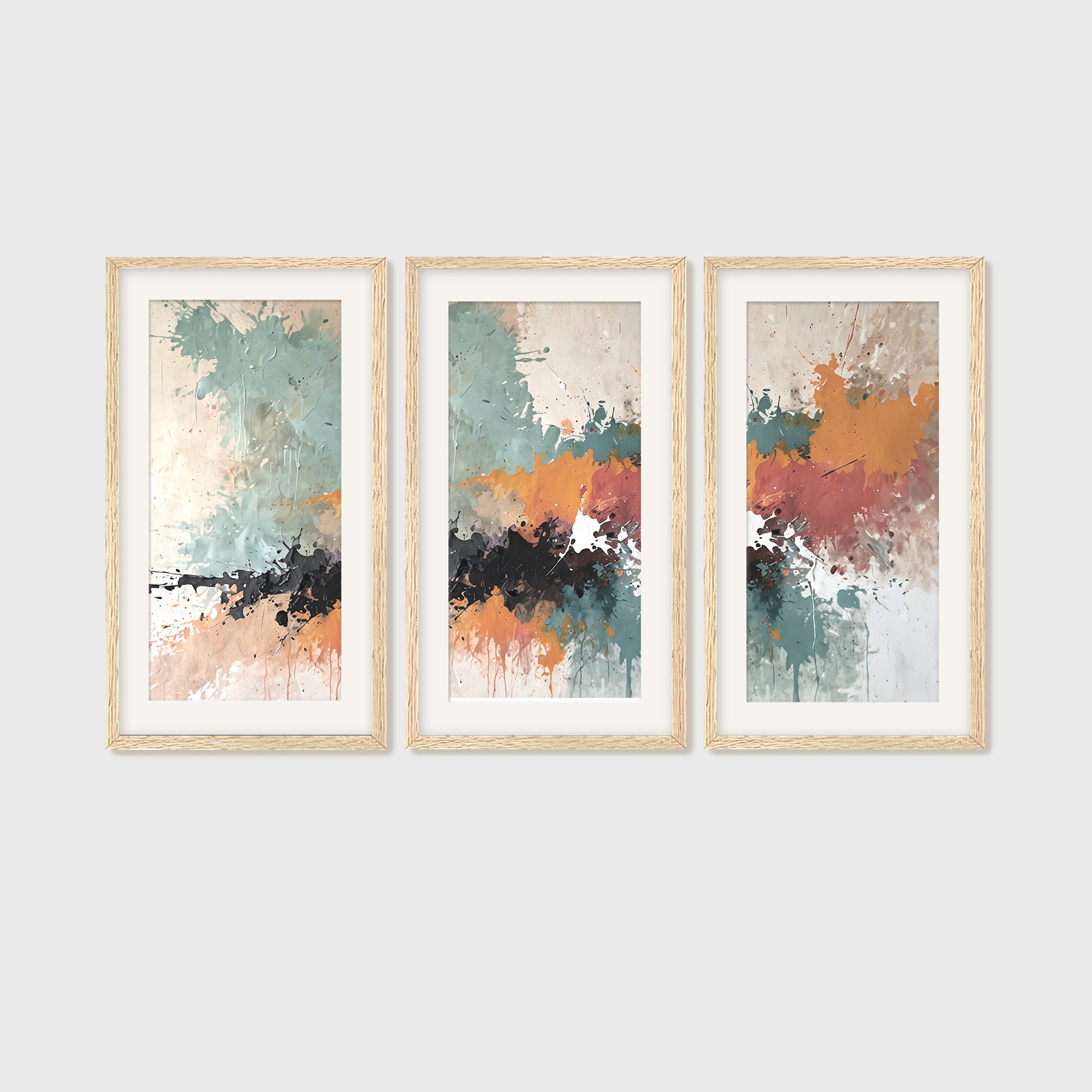 Mid Century Modern Art Triptych 05-3x - Sage and Rose Prints