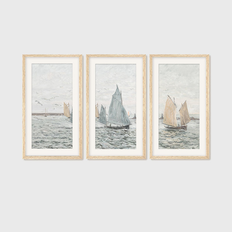 3 Piece Coastal Sailboat Print - Sage and Rose Prints