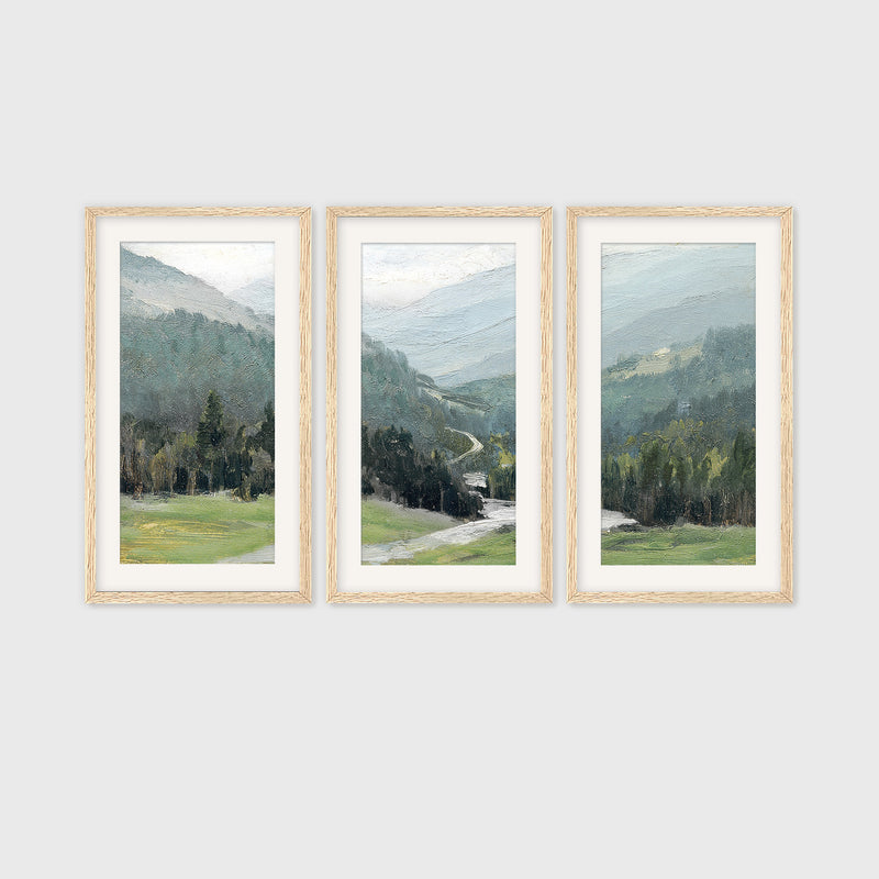 Rocky Mountain Oil Painting Triptych - Sage and Rose Prints