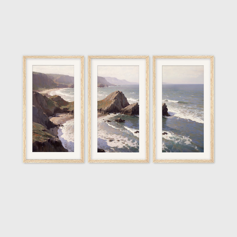 Oregon Coast Art Triptych - Sage and Rose Prints