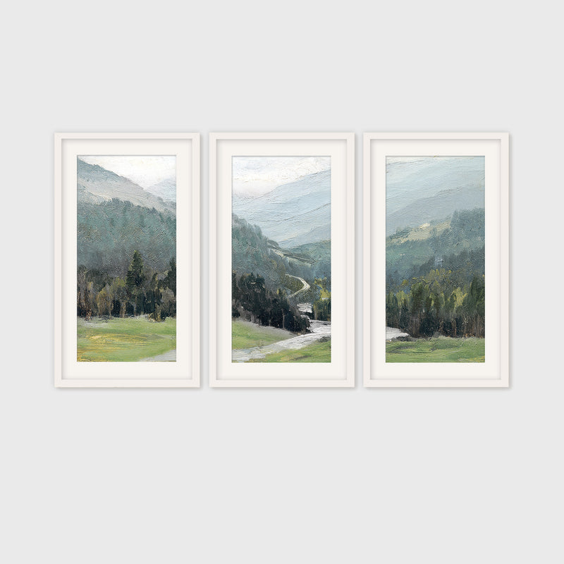 Rocky Mountain Oil Painting Triptych - Sage and Rose Prints