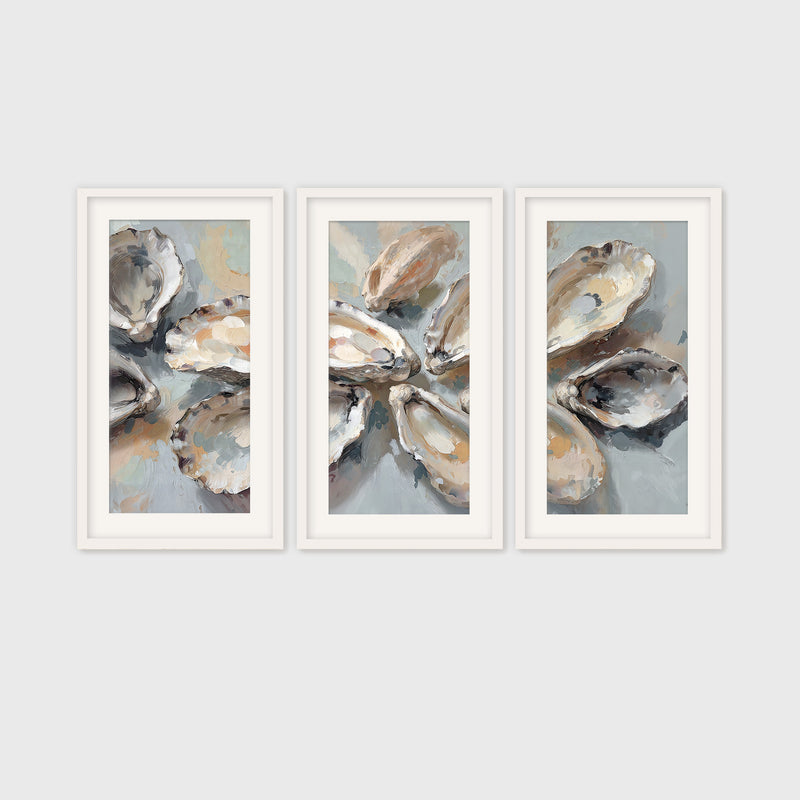 Oyster Shells Painting Triptych - Sage and Rose Prints