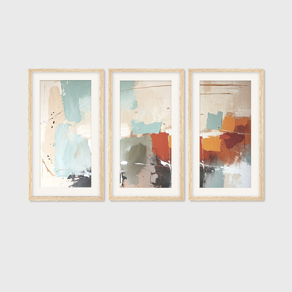 Mid-Century Package - Living Room Art A 3x.01 - Sage and Rose Prints