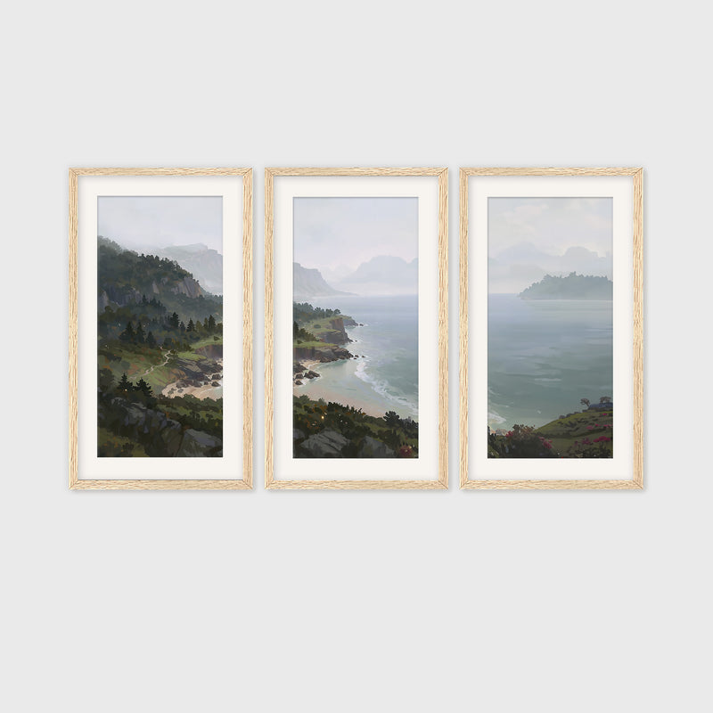 Pacific Coast Painting Triptych - Sage and Rose Prints