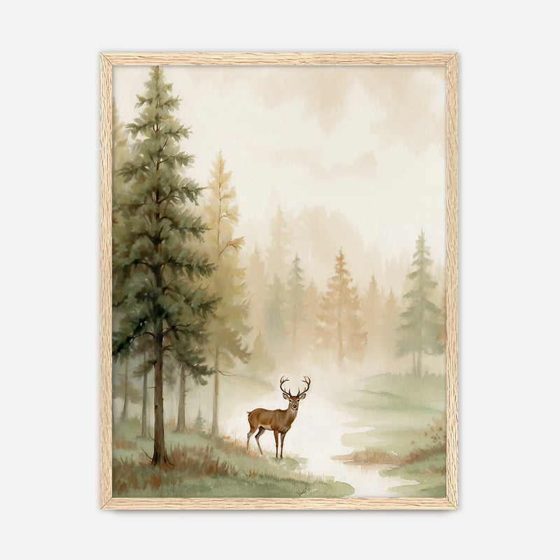 Dear Painting in a Fall Forest - Sage and Rose Prints