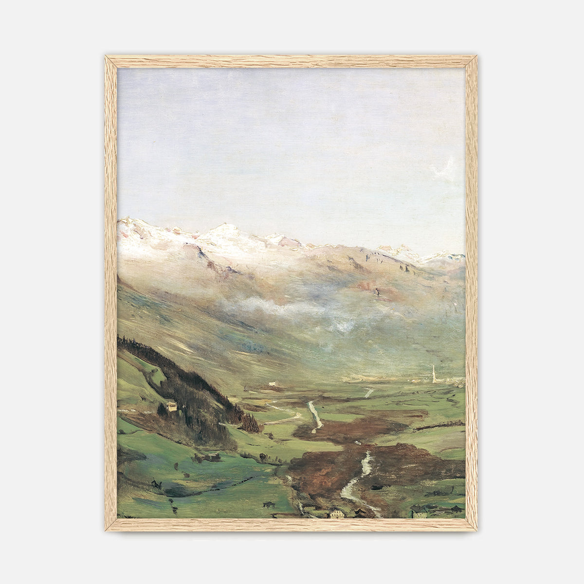 Sunny Mountain Valley Oil Painting No1 - Sage and Rose Prints