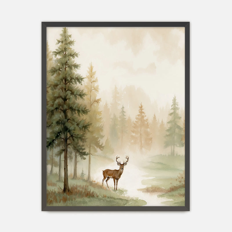 Dear Painting in a Fall Forest - Sage and Rose Prints