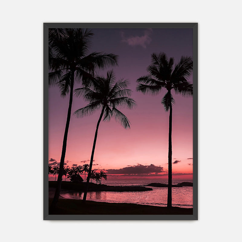 Bright Pink Sunset and Palm Trees Art - Sage and Rose Prints