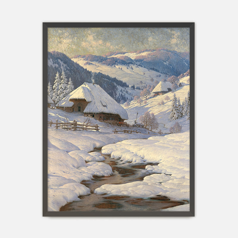 Cabin in the Snow Painting No1 - Sage and Rose Prints
