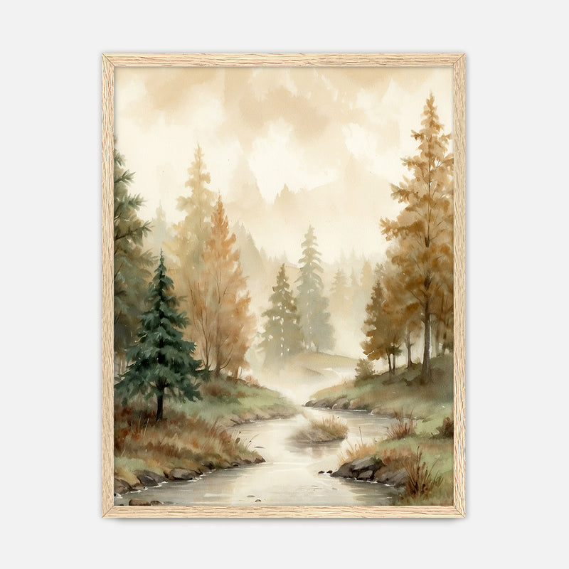 Forest Watercolor in Fall Colors - Sage and Rose Prints