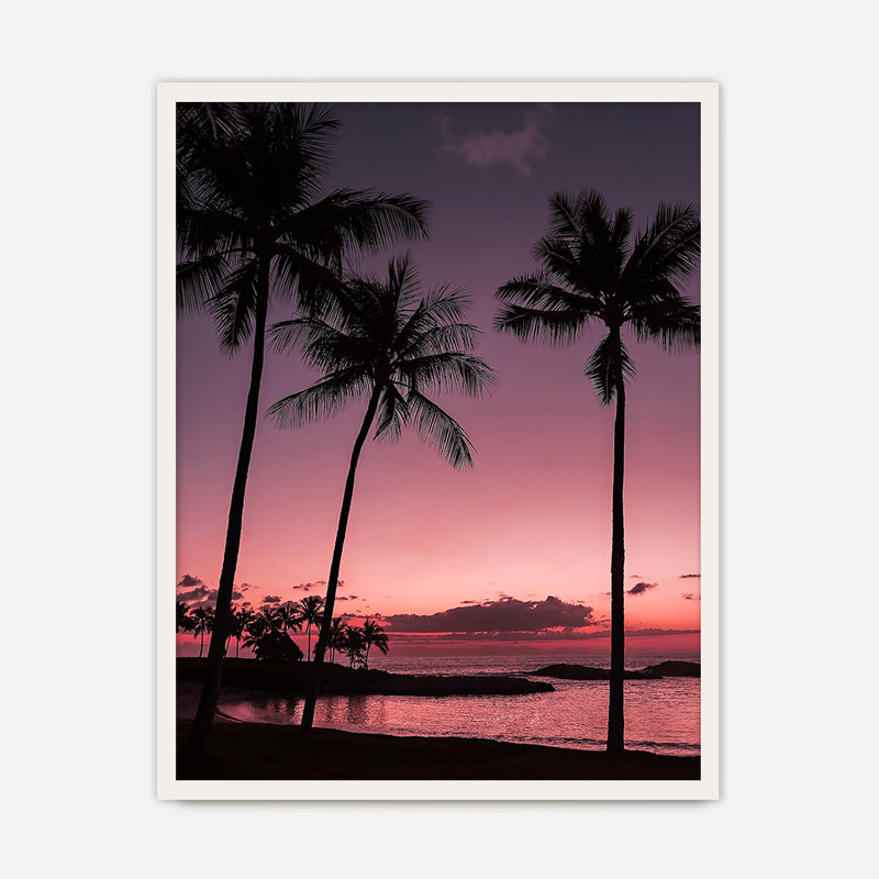 Bright Pink Sunset and Palm Trees Art - Sage and Rose Prints