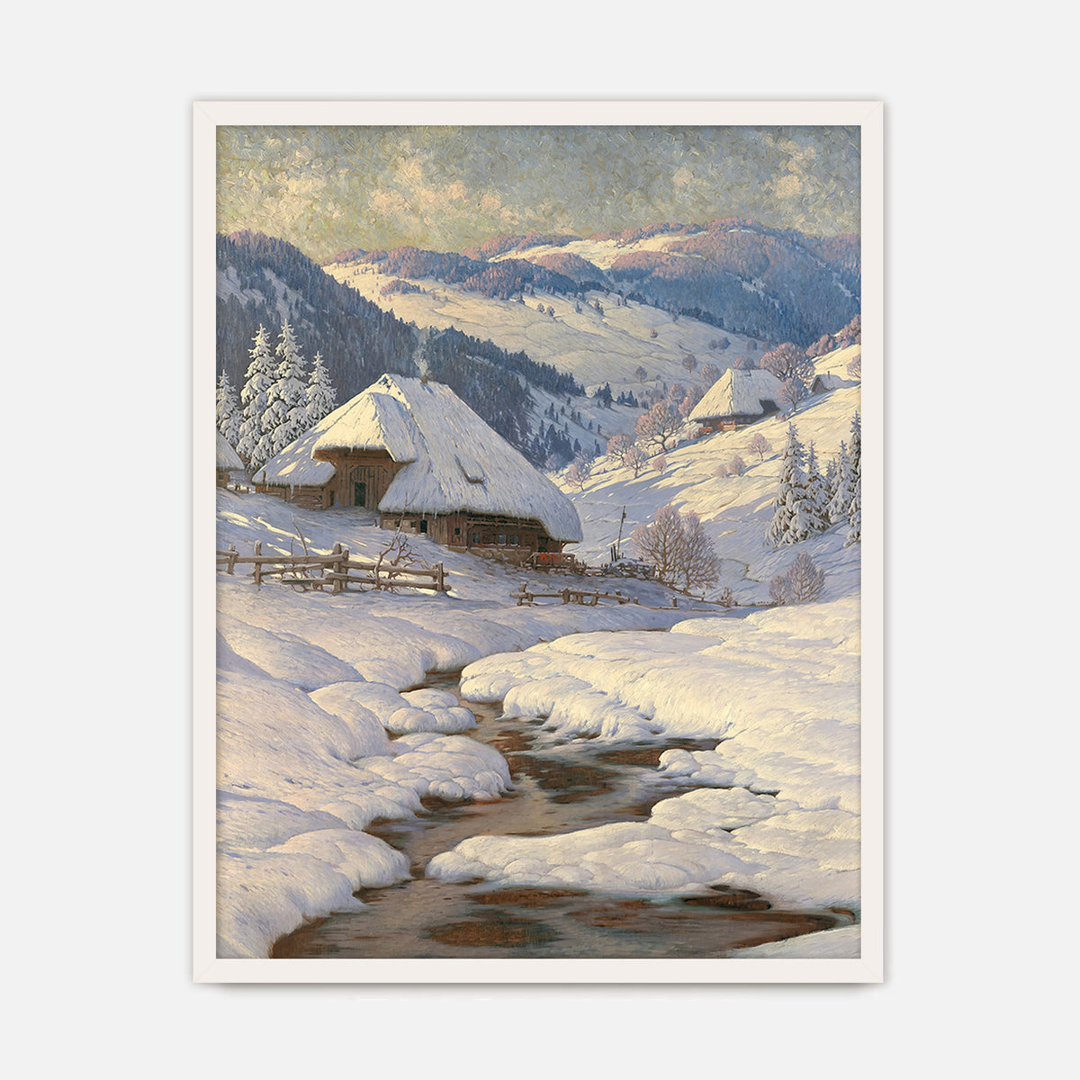 Cabin in the Snow Painting No1 - Sage and Rose Prints