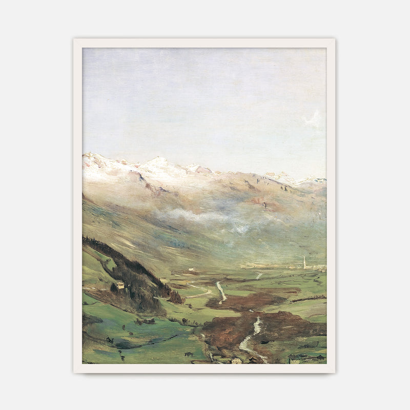 Sunny Mountain Valley Oil Painting No1 - Sage and Rose Prints