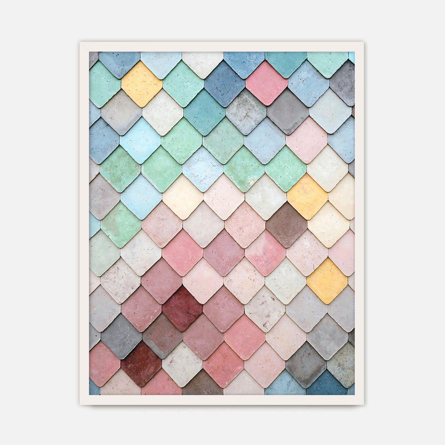 Dusty Pink and Blue Geometric Wall Pattern No1 - Sage and Rose Prints