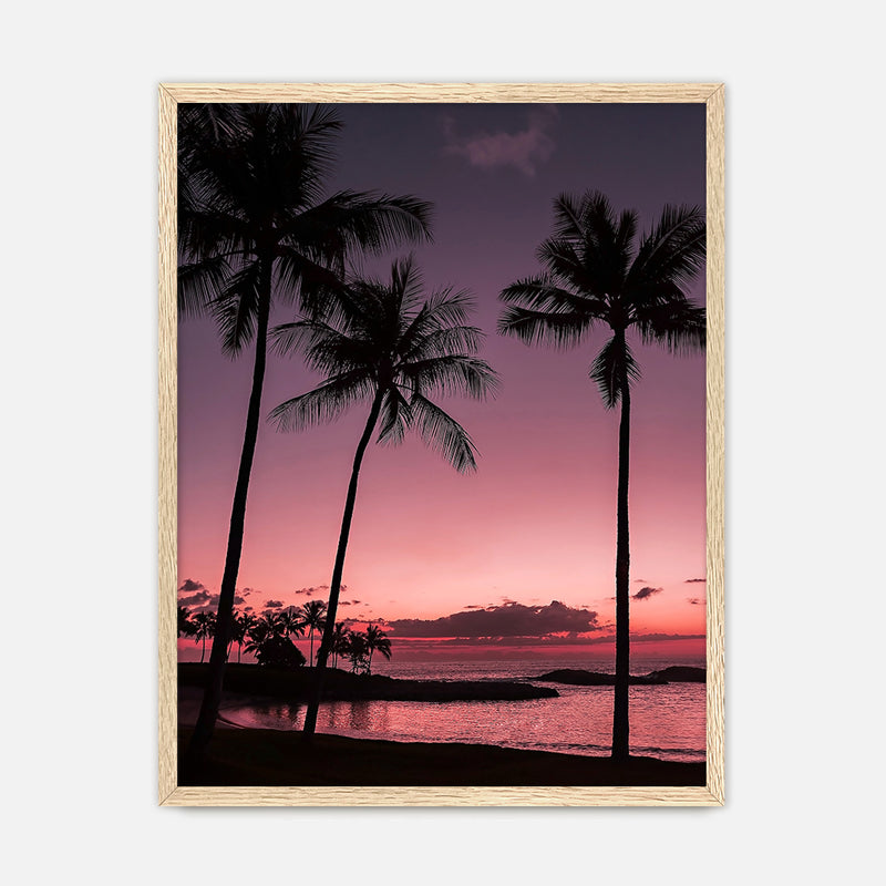 Bright Pink Sunset and Palm Trees Art - Sage and Rose Prints