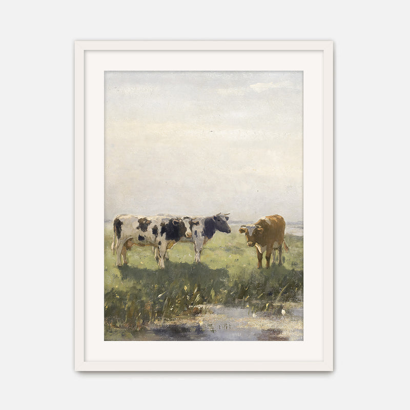 Old Masters Cow Pasture Painting No1 - Sage and Rose Prints