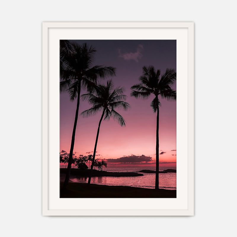 Bright Pink Sunset and Palm Trees Art - Sage and Rose Prints