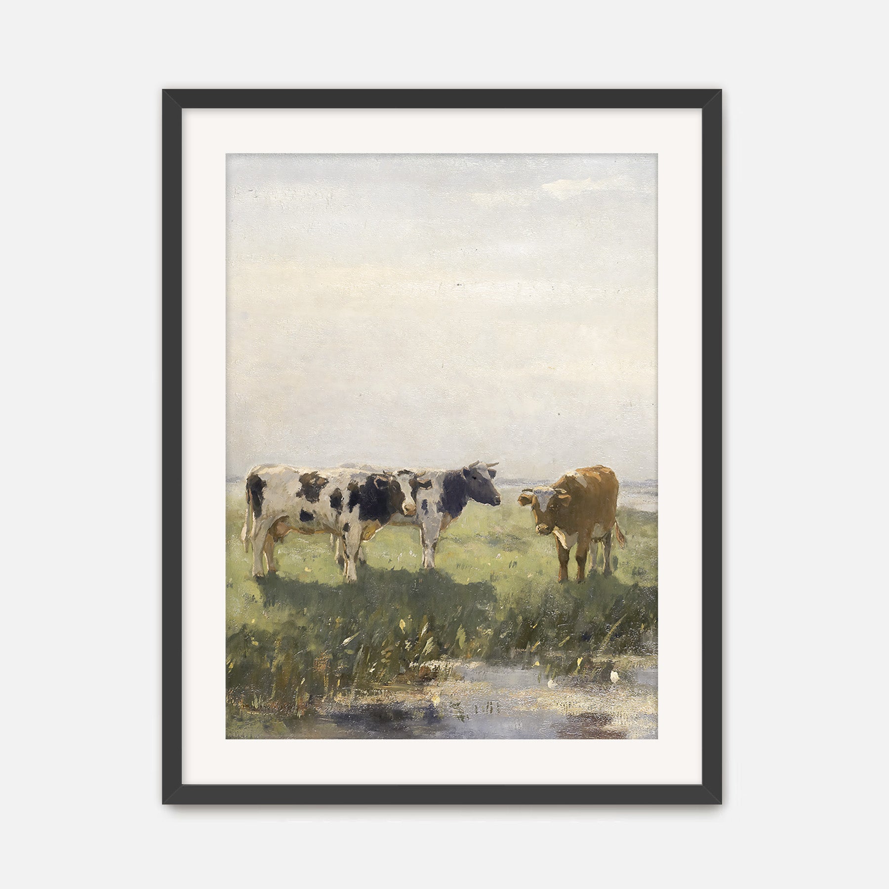 Old Masters Cow Pasture Painting No1 - Sage and Rose Prints