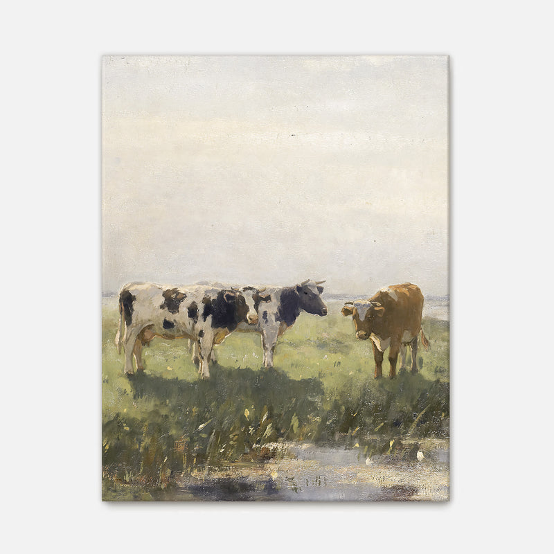 Old Masters Cow Pasture Painting No1 - Sage and Rose Prints