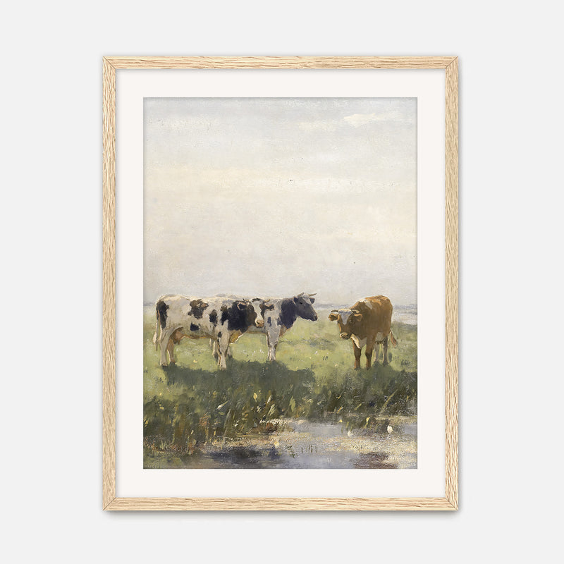 Old Masters Cow Pasture Painting No1 - Sage and Rose Prints