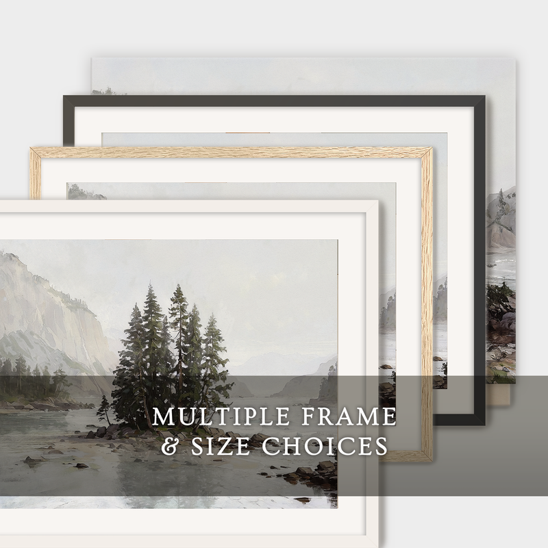 Misty Fjord Painting No2 - Sage and Rose Prints