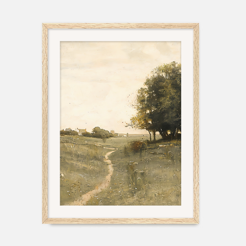 Muted Green Countryside Landscape No2 - Sage and Rose Prints