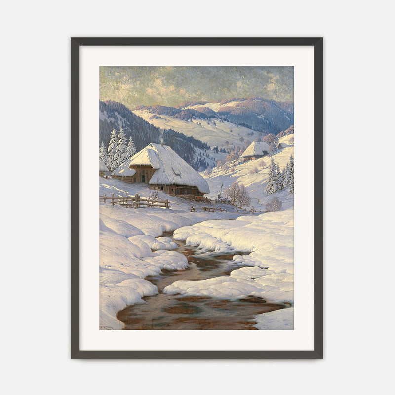 Cabin in the Snow Painting No1 - Sage and Rose Prints