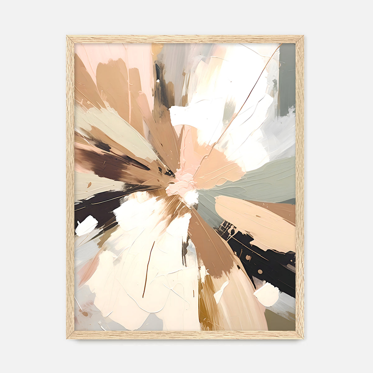 Abstract Rays of Gray and Beige - Sage and Rose Prints