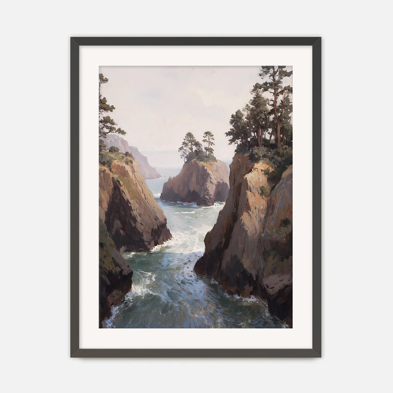 Ocean Cliffs and Glacial Blue Sea No1 - Sage and Rose Prints