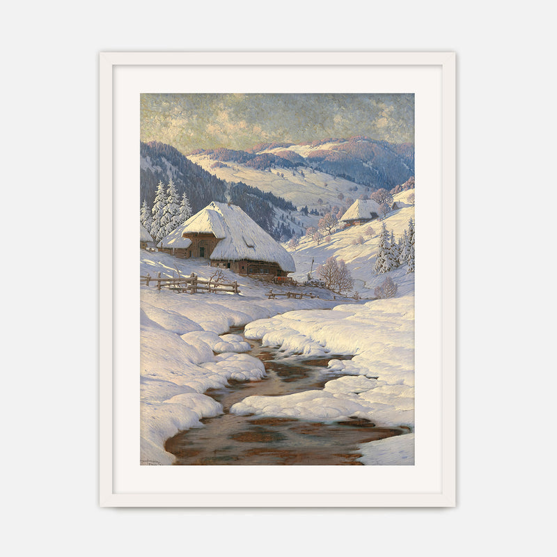 Cabin in the Snow Painting No1 - Sage and Rose Prints