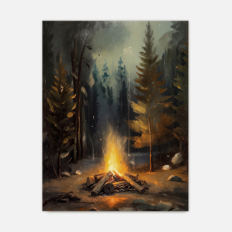 Cozy Campfire Forest Painting No1 - Sage and Rose Prints