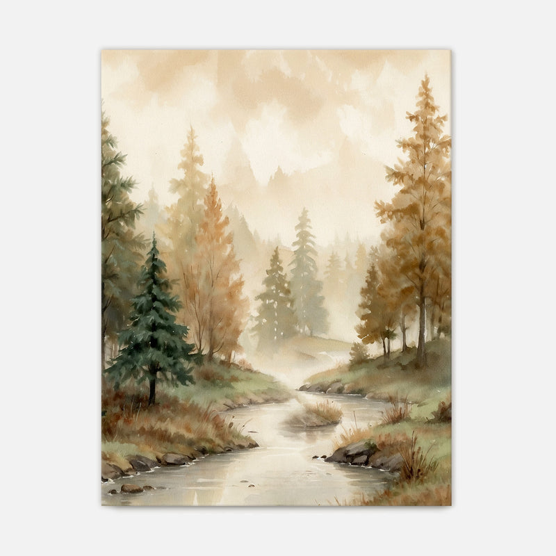 Forest Watercolor in Fall Colors - Sage and Rose Prints